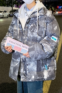 男冬季新款保暖棉衣潮流加厚大码假两件连帽棉服外套33231P115图片