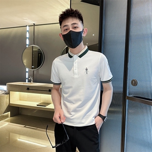 2024小人刺绣小伙风短袖T恤痞帅时尚翻领Polo衫T0267-P50图片
