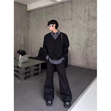 1506/Q82910/P49春季假两件衬衫领卫衣上衣潮男宽松百搭套头衣服，男装衬衫，星座1506