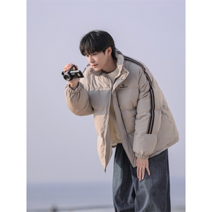 美式复古侧边条纹立领棉衣男冬季保暖加厚棉袄架棉外套P103 X168图片