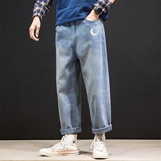 NK46055-P45加绒-P55百搭牛仔裤男士宽松九分裤男直筒裤子男，男装牛仔裤，电商A040A
