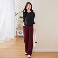 2025春季时髦洋气休闲韩版气质撞色字母印花套裤时尚套装两件套，女装套装/套裙，梦依杭