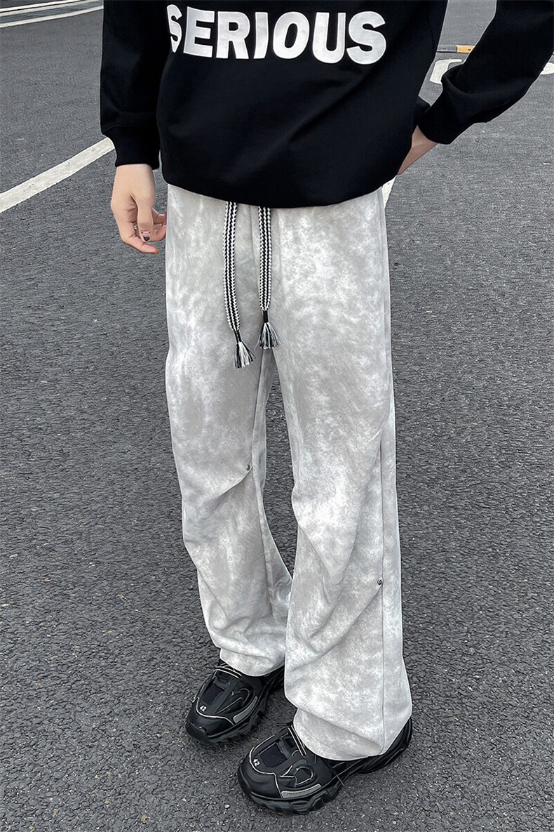 8XL-M美式扎染脏脏弯刀卫裤男阔腿裤子直筒运动长裤K9126P48控68,男装休闲裤,电商D206-1