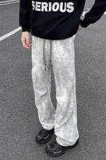 8XL-M美式扎染脏脏弯刀卫裤男阔腿裤子直筒运动长裤K9126P48控68，男装休闲裤，电商D206-1