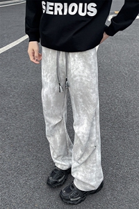 8XL-M 美式扎染脏脏弯刀卫裤男阔腿裤子直筒运动长裤K9126P48控68图片