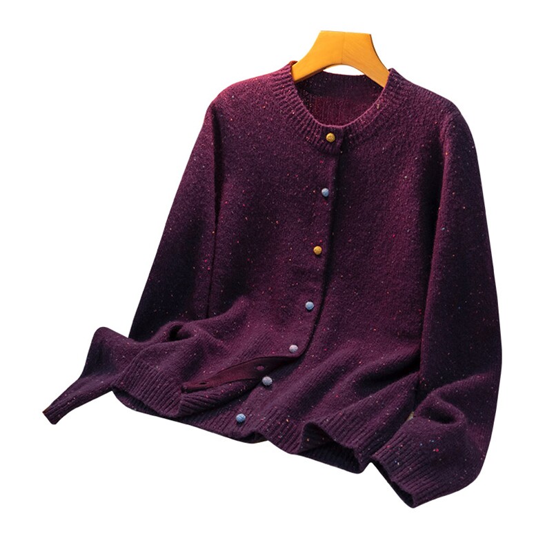 时尚百搭羊毛开衫女款宽松显瘦彩色纽扣毛衣外套，女装羊毛衫，盛世绒华