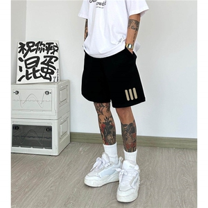 胖胖哥港风潮牌纯色百搭短裤男夏季2025宽松大码休闲五分裤运动图片