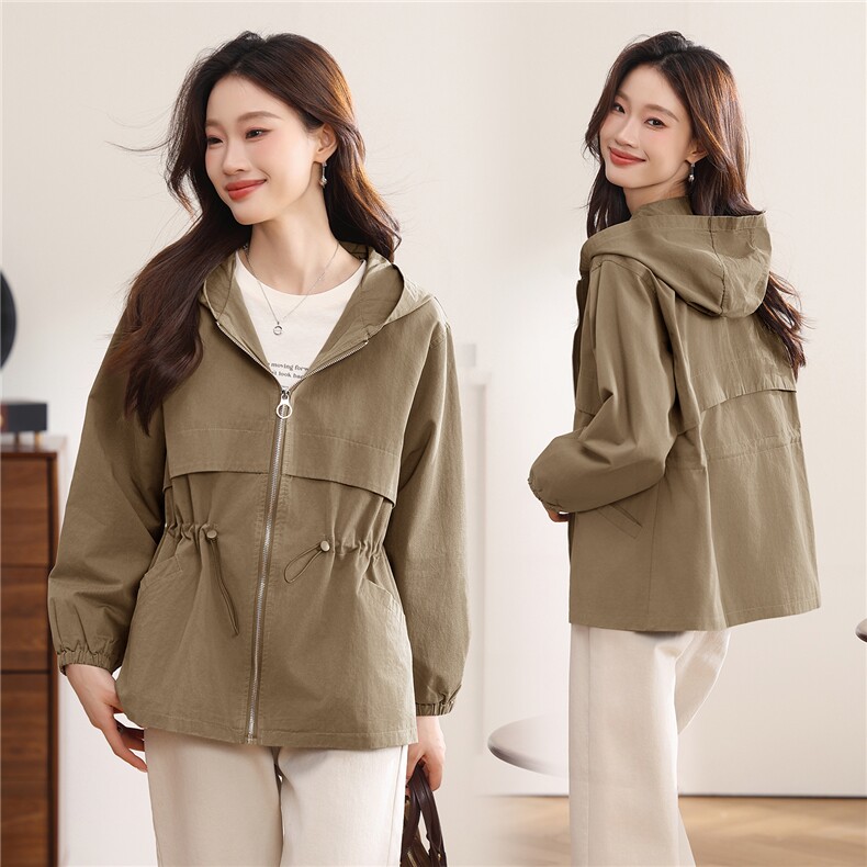 2026年春季连帽休闲百搭连衣裙，女装风衣，文熹诺