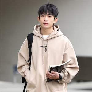 纯色重磅情侣装卫衣男2025新款潮牌春秋季上衣服男生连帽外套图片
