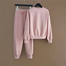 时尚休闲运动套装女秋季洋气减龄宽松简约圆领卫衣束脚长裤两件套，女装套装/套裙，江南