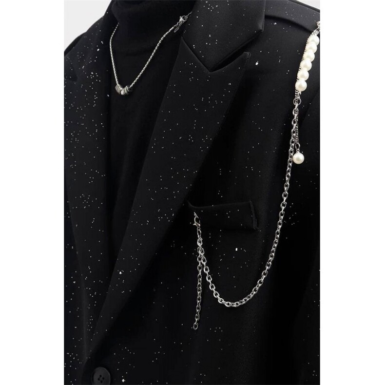 [007]满天星西服男宽松发型师垫肩西装外套男A079-8253-P59,男装西服套装,电商A079