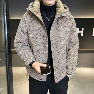 新款暗花皮羽绒服男休闲花纹外套 控劵后288 -A329-YR9866-P205图片