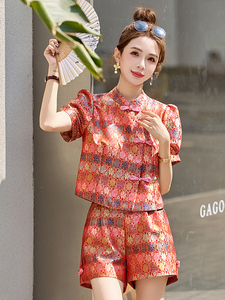 新中式国风盘扣短裤套装女2025夏季新款小个子独特别致好看两件套图片
