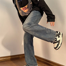 美式高街vibe潮牌拼接牛仔裤男宽松港风男牛仔裤N0865-P45，男装牛仔裤，星座308B-1