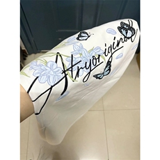 网图有货美式蓝花卉蝴蝶字母刺绣短袖t恤男女宽松上衣A663-P35，男装T恤，星座1505