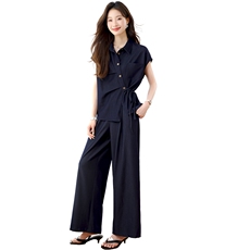 时尚休闲套装女2025夏季新款设计感洋气衬衫阔腿裤超火气质两件套，女装套装/套裙，婷思杰（原婷想服饰）