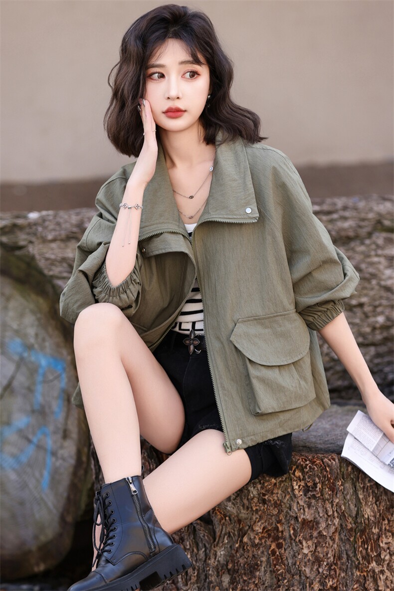 现货！可退现！小个子时尚短外套女2024年秋季韩版宽松夹克上衣,女装短外套,今喜