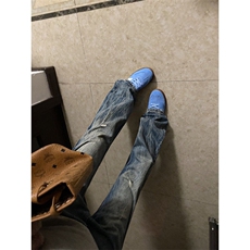 G3153HH-特P48闪电纹破洞牛仔裤美式高街cleanfit裤子直筒微喇裤，男装牛仔裤，星座1007（原301D）