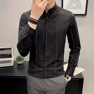21秋季 高级感衬衫男士长袖修身休闲衬衣潮流衣服CS117 P45图片