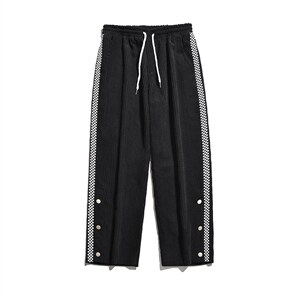 2025冬季新款玉米华夫格拼接卫裤加厚保暖开衩休闲裤黑 GK63-P55图片