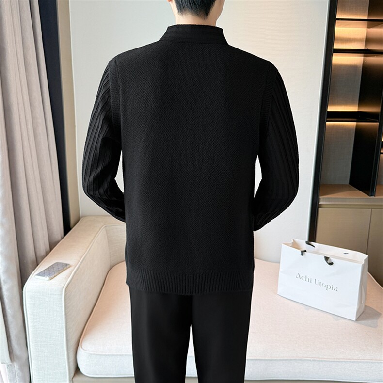 2025抖音男士假两件卫衣衬衫领新款刺绣针织打底衫CS21-P68,男装T恤,电商B278