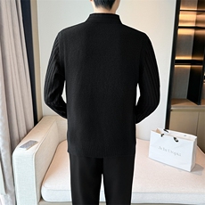 2025抖音男士假两件卫衣衬衫领新款刺绣针织打底衫CS21-P68，男装T恤，电商B278