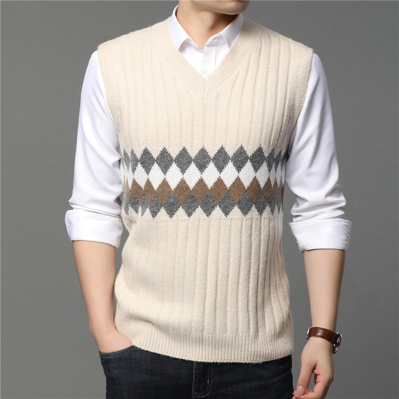 中年男士针织马甲爸爸装毛线背心中老年马夹老人毛衣HPN983-P65，男装背心/马甲，电商B212（原钱塘6029）