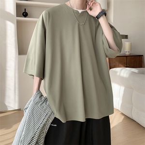 8XL-M冰丝凉感短袖T恤夏季大码V领垂感五分半袖体恤衫DX1206/P35