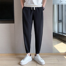 小西裤夏季休闲松紧腰宽松垂感休闲西裤九分裤男K125-p58控78，男装休闲裤，电商D303