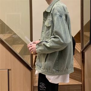 美式设计感拉链洗水牛仔夹克男士韩版帅气宽松工装外套潮JM60-P63图片
