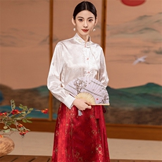 芷墨新中式改良百搭马面裙套装显高显瘦复古拼接纯色衬衫两件装女，女装套装/套裙，芷墨服饰