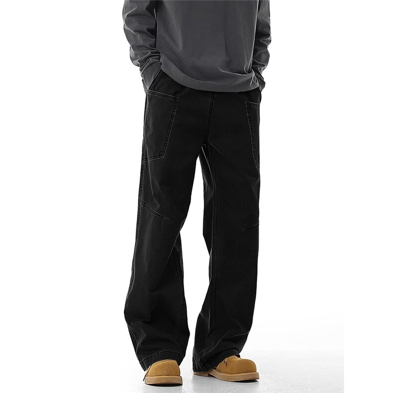 美式复古直筒休闲工装裤男生潮牌新款水洗做旧高街长裤DA807-P52，男装工装外套，星座208-5