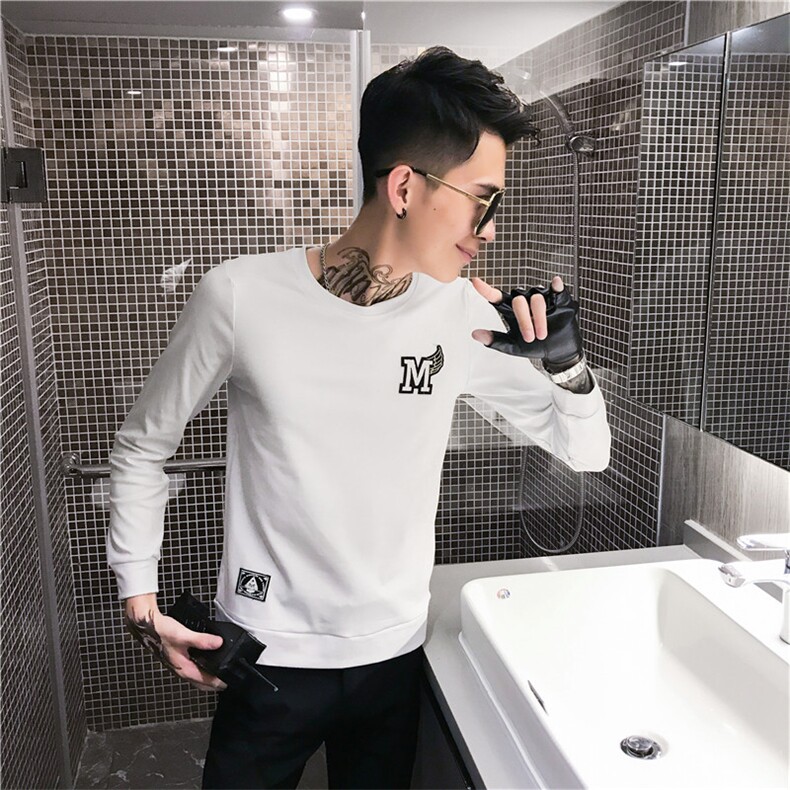 秋季新款男装长袖T恤精神小伙社会人绣标打底小衫C301B-CT01,男装T恤,电商C301B