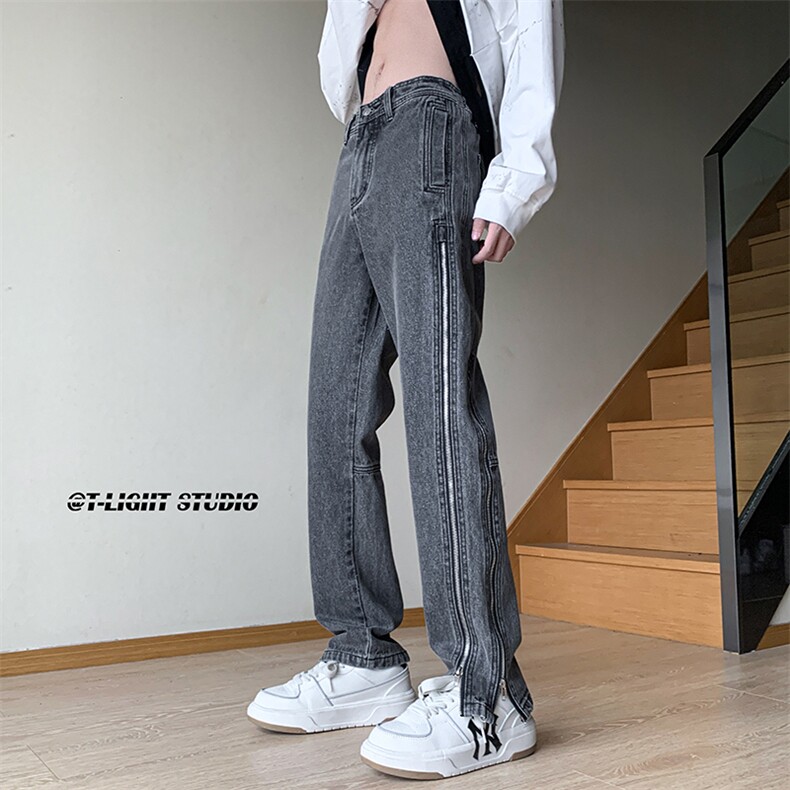 B221美式ins高街暗黑小众重金属拉链小脚牛仔裤LK23044-P70控98,男装牛仔裤,电商B221
