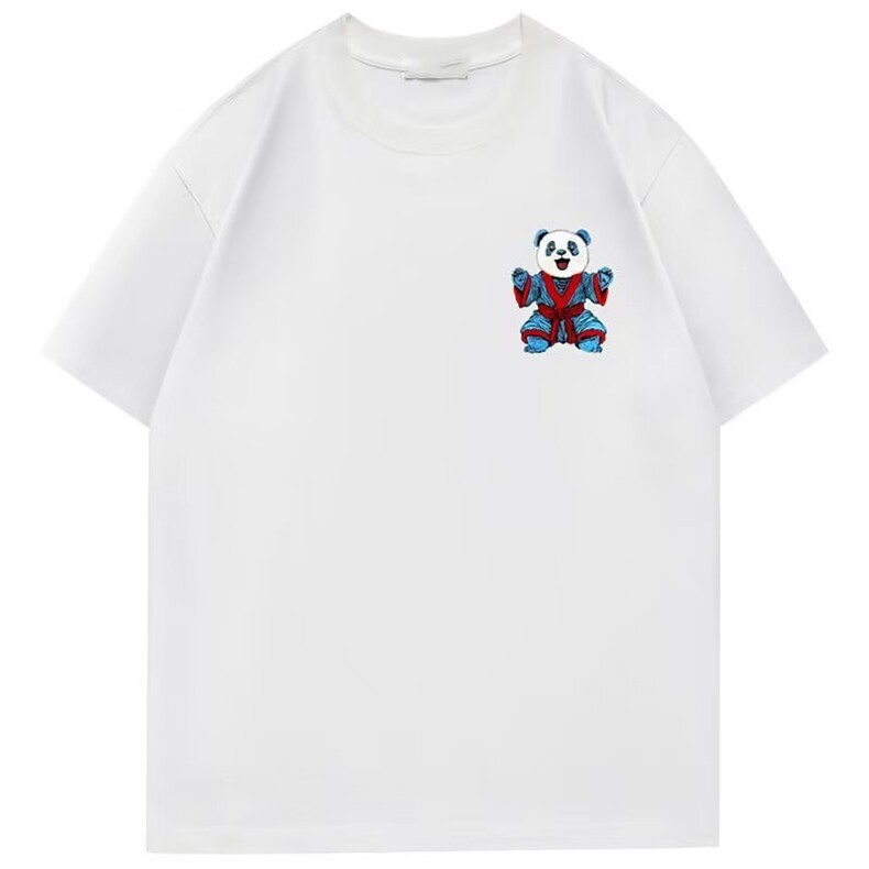 夏新款时尚彩色熊猫短袖T恤男刺绣情侣同款圆领半截袖GA9003P36,男装T恤,星座1013-5
