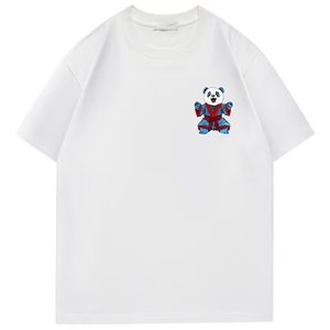 夏新款时尚彩色熊猫短袖T恤男刺绣情侣同款圆领半截袖GA9003 P36图片