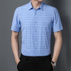 ADd32241钱塘2020-3夏季新款男士格子商务休闲短袖衬衫P60，男装衬衫，钱塘207-3
