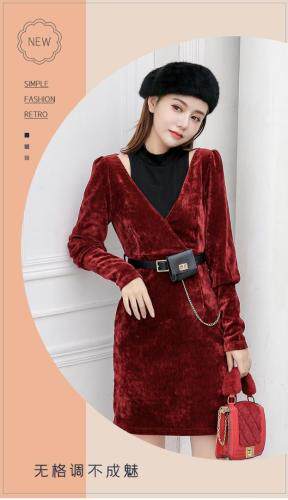 【现货】丝绒露肩连衣裙，女装连衣裙，艾丹迪蔓