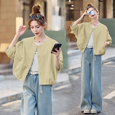 短款皮衣女春秋新款时尚洋气高级感宽松休闲上衣小个子外套潮，女装皮衣，微微衣阁