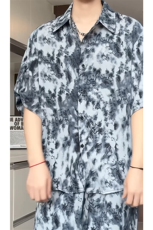 1短袖衬衫男+短裤潮流休闲套装男M-5XL大码TZ78708P50控98模特图，男装牛仔裤，星座226-2