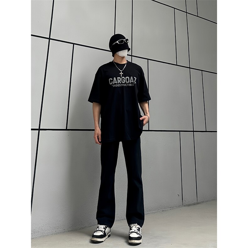 B221美式ins高街暗黑小众情侣毛巾绣直筒牛仔裤LK23021-P65控88,男装牛仔裤,电商B221