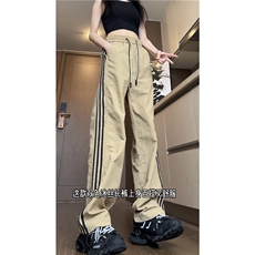 抖音品质夏季新款透气冰丝条纹宽松休闲裤B315-K24153-特p35控68，男装休闲裤，电商B315