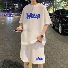 ！2024夏季新款男士华夫格短袖套装百搭学生一套HTZ11P50，男装T恤，电商B220