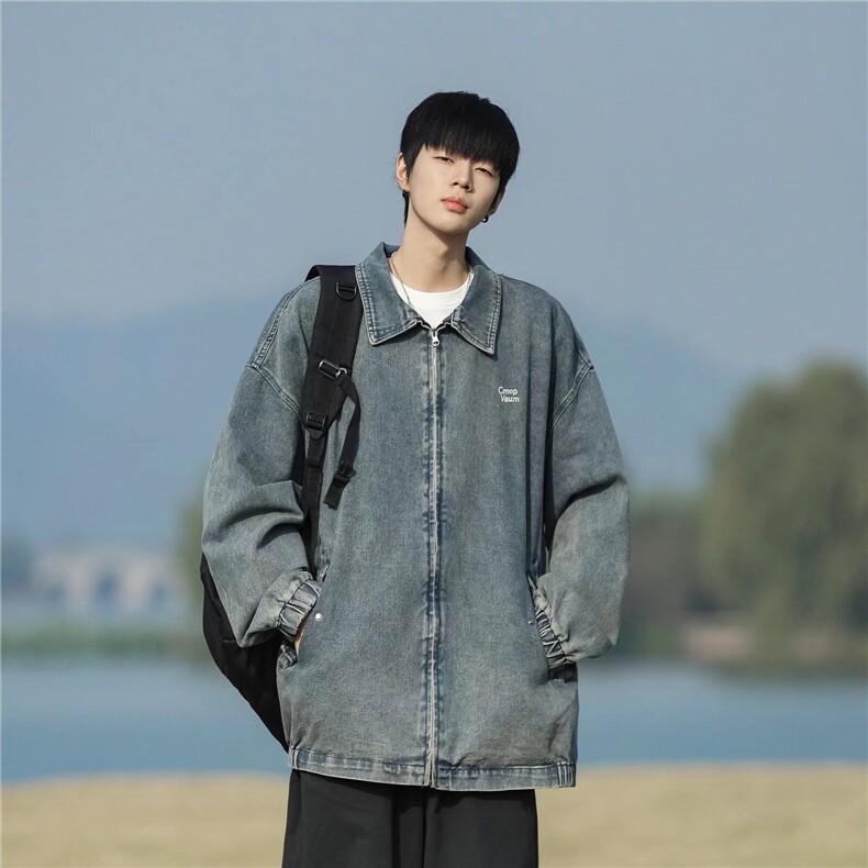 春装港风ins新款拼接大码牛仔褂夹克外套JK3739-P75,男装夹克,星座1109-3