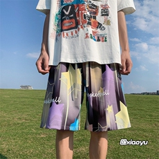 XZ616夏季新款满印星星冰丝五分裤休闲沙滩裤TY880P25控39，男装休闲裤，星座512A（原616）
