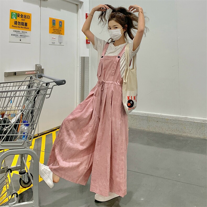 牛仔背带裤裙裤套装女夏季2025新款短袖T恤韩系减龄小个子两件套图片