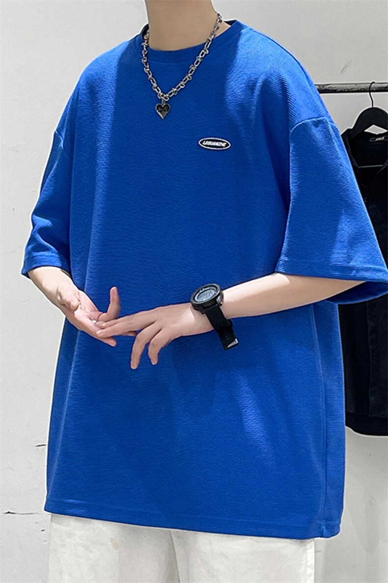 2024夏季新款港风大皂大码华夫格短袖T恤M-5XHT22177-特P15,男装T恤,电商A022