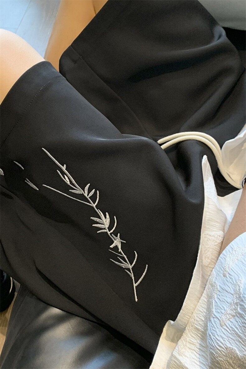 夏季新款中式刺绣竹子冰丝短裤大码M~4XLXZ604-DK206-P35控48,男装牛仔裤,星座604