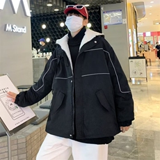 冬季棉衣外套男连帽宽松休闲潮流户外防风加厚保暖夹棉夹克式棉服，男装夹克，星座1210-1
