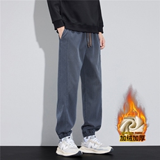 加厚牛仔裤男士束脚裤2025冬季新款宽松保暖男裤J667-P45/加绒P55，男装牛仔裤，星座509